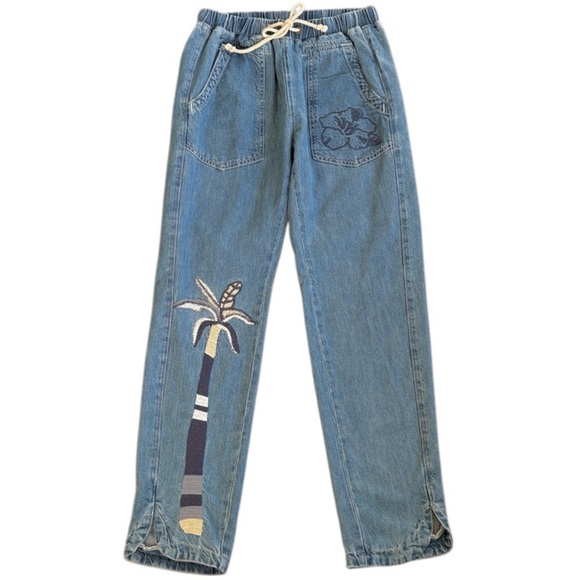 Anthropologie Denim - Anthropologie / Pilcro Blue Beach Cottage Tie Waist Embroidered Jeans Size XS